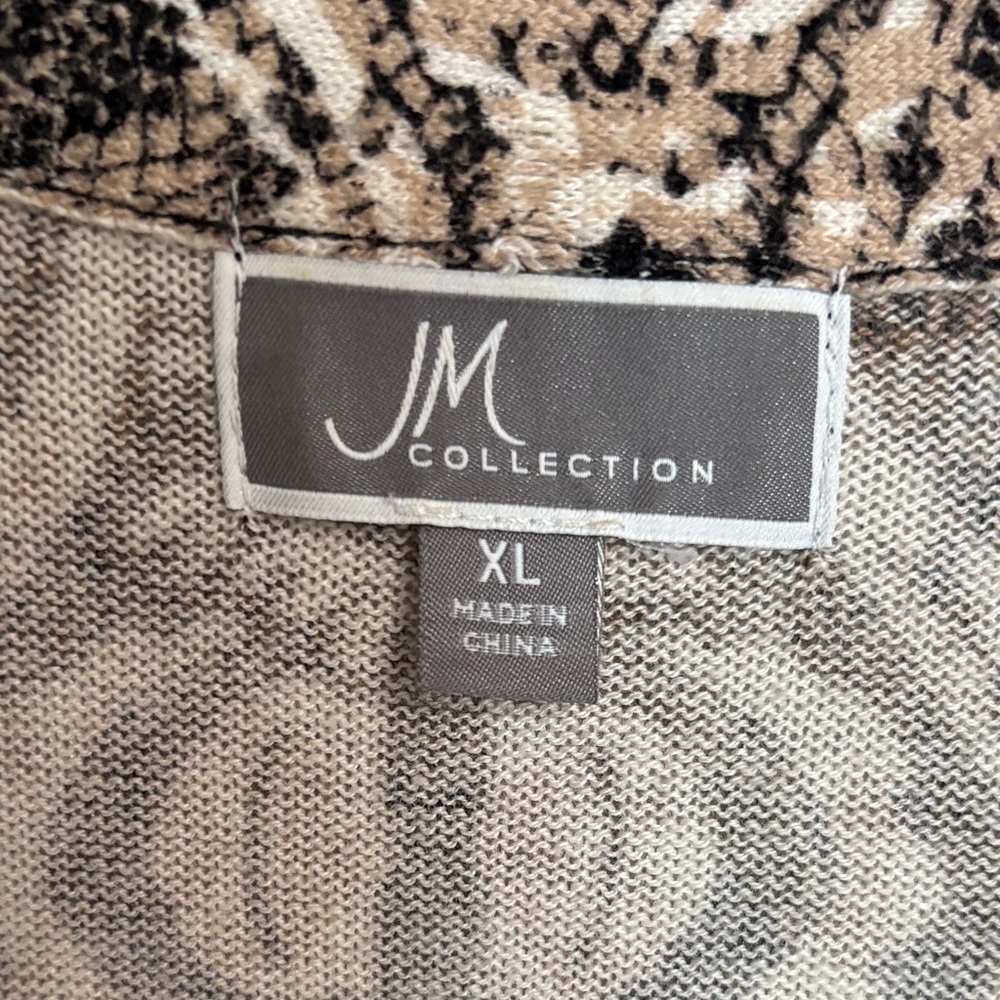 JM Collection Long Open-Front Cardigan in Black, Brown, Cream - Picture 2 of 6
